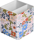Pen Pencil Holder, Makeup Brush Holder,Ceramic Remote Control Holders Organizer with 2 Compartment Floral Multi-functional Office Organizers Storage Caddy Desk Tv Remote Holders Pink Flowers