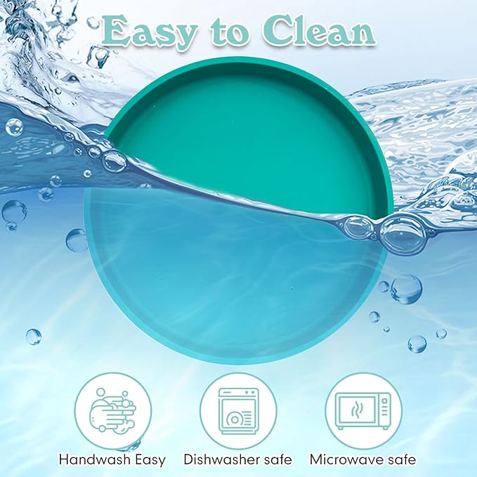 Silicone Cat Food Bowl Shallow Dishes 5.9in Wide Cats Bowls 3 Pcs Kitty Plates Relief Whisker Fatigue Puppy Feeding Bowl for Dry and Wet Food Indoor (Blue + Pink + Green)