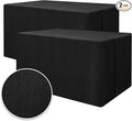 HolidayIdeas 2 Pack Fitted Table Covers Rectangle - 48 x 24 Inch - Black Linen Textured Tablecloths for 4 Foot Tables, Fabric Tableclothes for Party, Wedding, Trade Show