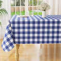 misaya Rectangle Waterproof Vinyl Table Cloth, Buffalo Flannel Backed Tablecloth, Wipeable Plastic Table Cover for Dinner, Kitchen, Outdoor (60" x 84", White and Navy)