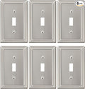6-Pack Single Toggle Light Switch Cover Plate, Pearls Decorative Switch Plate Covers, Brushed Nickel 1 Gang Metal Wall Plate