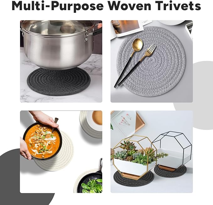 Trivets for Hot Dishes Set of 3, Trivets for Hot Pots and Pans, Heat-Resistant Pot Holders, Stylish Coasters, Perfect for Your Kitchen
