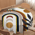 Mid Century Boho Round Tablecloth, Modern Abstract Sun Moon Bohemian Leaves Tablecloth for Home Party Dining Room Kitchen Decor 60Inch(152cm)