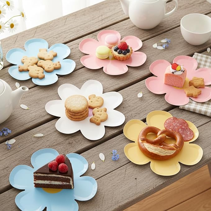 40PCS Daisy Plates Flower Paper Plates for Daisy Party Decorations 9" Daisy-Shaped Disposable Decorative Plates for Birthday Wedding Bridal Party Supplies