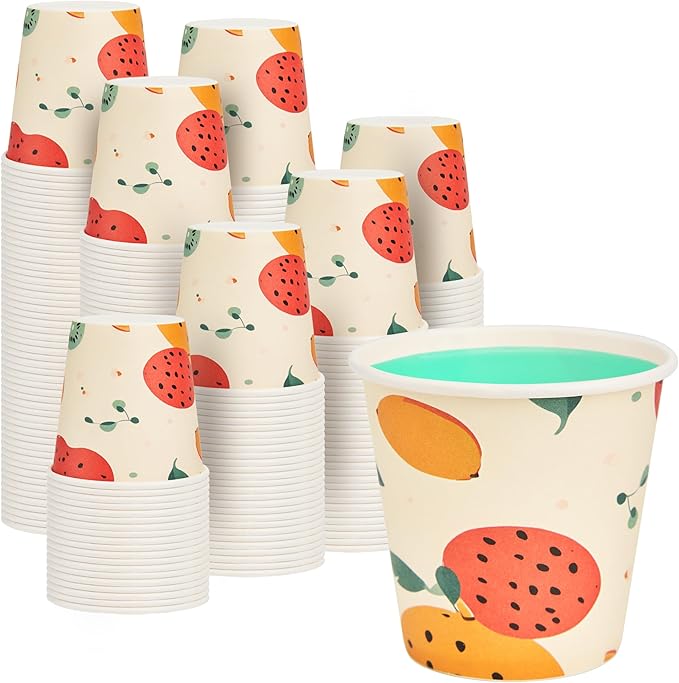 100 Pack 3 oz Bathroom Cups, Disposable Paper Cups with Rolled Rim, Small Paper Mouthwash Cup for Guest Bathrooms, Vanity & Office Use, Off-white