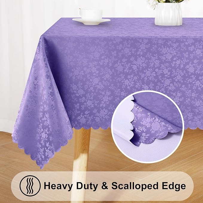 Smiry Square Table Cloth, Waterproof Heavy Duty Vinyl Tablecloths, Wipeable Washable Table Cover for Kitchen and Dining Room (Purple, 54" X 54")