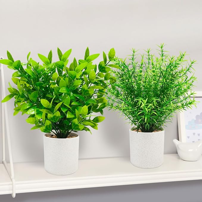 4 Packs Mini Artificial Potted Plants Small Fake Plants Artificial Greenery for Home Office Bathroom Farmhouse Tabletop Spring Decor