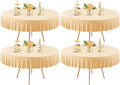 4 Pack Champagne Spandex Round Tablecloths for 60 Inch Tables, Stretchy Fitted 5FT Cloths, Wrinkle-Free Cover With Skirt for Wedding Party Dining Banquet