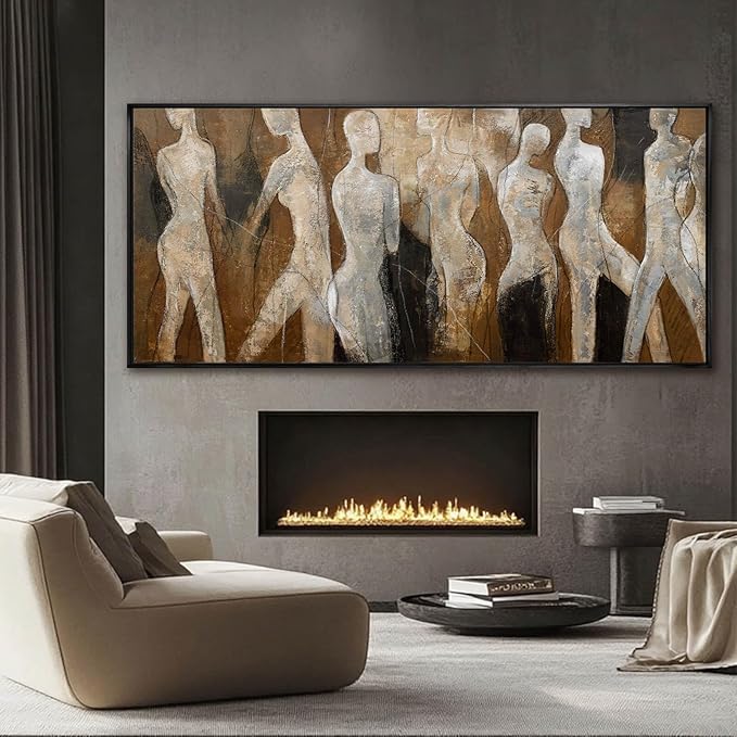 Line Framed Wall Art Figure Wall Prints Contemporary Hanging Wall Decor 32"x70" Large Artwork for Living Room Office Decorations