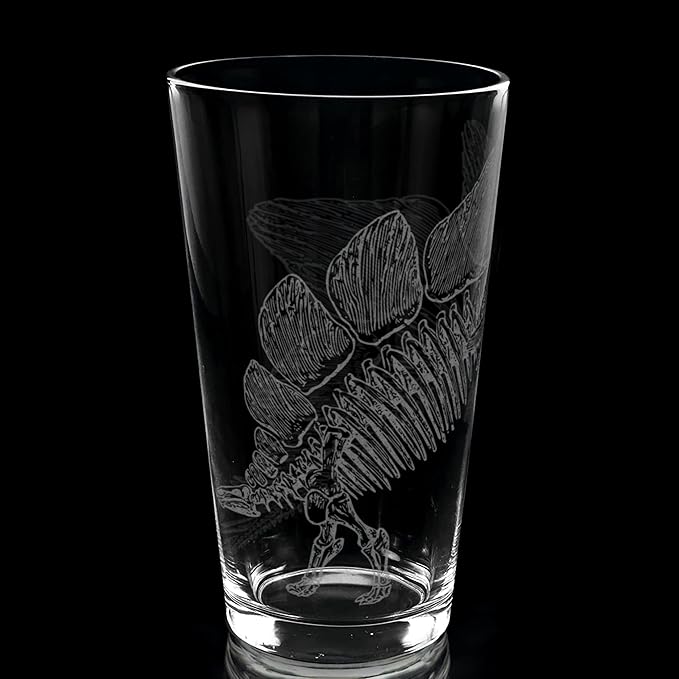 LumEngrave STEGOSAURUS SKELETON Engraved Beer Pint Glass | Dino Dinosaur Jurassic Paleontology | Great Gift Idea!