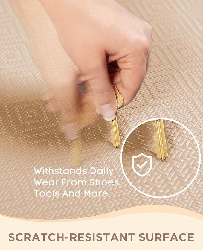 Ophanie Kitchen Mats for Floor, 3/4 inch Thick, 17x24 Anti Fatigue Cushioned Mat, Kitchen Rugs, Waterproof, Comfort Ergonomic Standing Mat for Office, Home, Sink, Beige Non-Slip Ridged Bottom