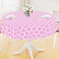 Smiry Round Plastic Table Cloth, Waterproof Vinyl Tablecloth with Flannel Backing for Round Tables, Wipeable Spillproof Tablecloths for Dining, Camping, Indoor and Outdoor (60" Round, Pink)