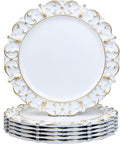 White Charger Plates Set of 6, Decorative Table Plastic Chargers for Dinner Plates, Party, Wedding, Thanksgiving, Christmas, 11W
