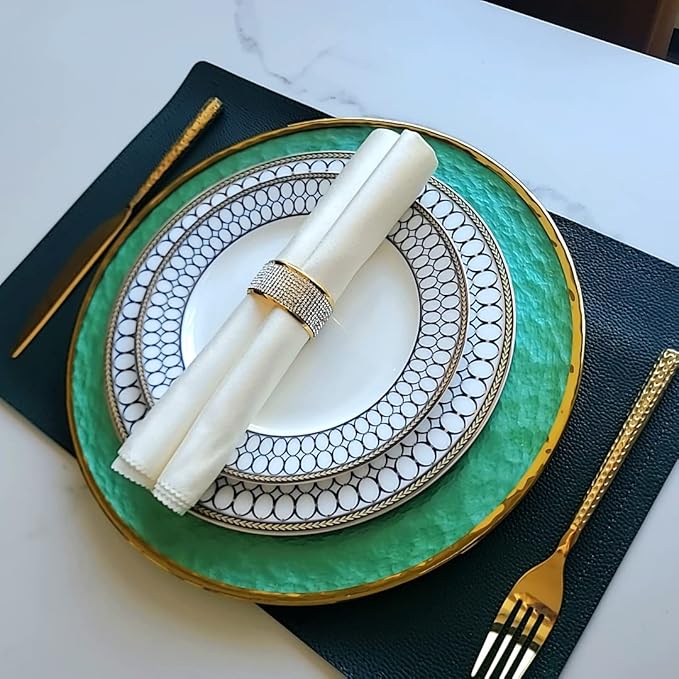 Gold Napkin Rings Set of 6, Thanksgiving Napkin Ring Holders,Silver Diamond Napkin Holder for Dining, Wedding, Christmas Napkin Rings,Party of Table Setting Home Decor