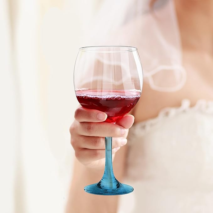 DISCOUNT PROMOS Premiere Wedding Wine Glasses 20.5 oz. Set of 12, Bulk Pack - Restaurant Glassware, Perfect for Red Wine or White Wine - Blue