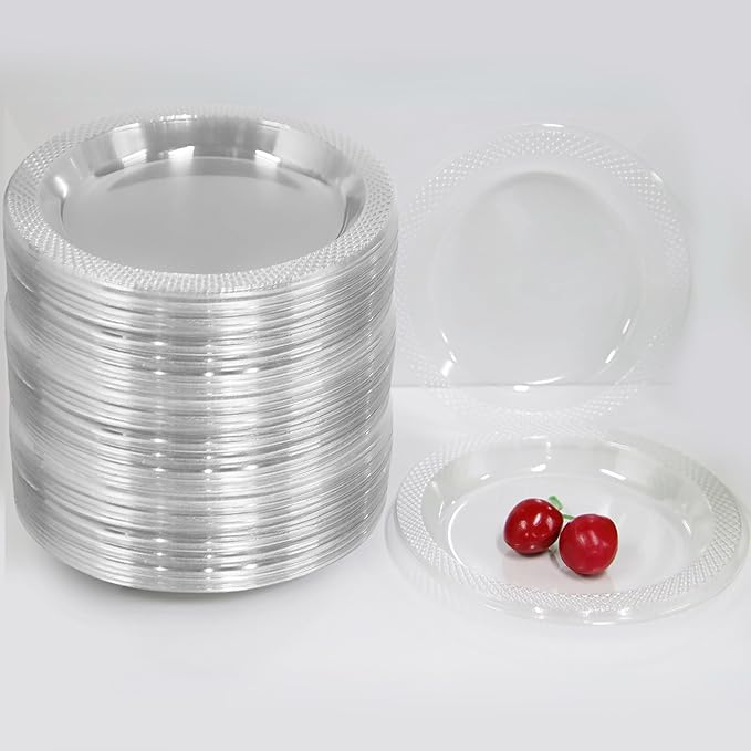 6 Inch Clear Plastic Plates 100 Bulk Pack - Disposable Cake Plates for Dessert & Appetizers, BBQ, Party, Travel and Events,Recyclable (pack of 100 clear)