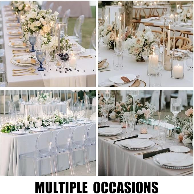 8 Pack White Table Cloth 60 x 102 Inch Polyester tablecloths for 6 Foot Rectangle Tables, Stain and Wrinkle Resistant Washable Fabric White Table Covers for Parties, Wedding, Banquet, Dining