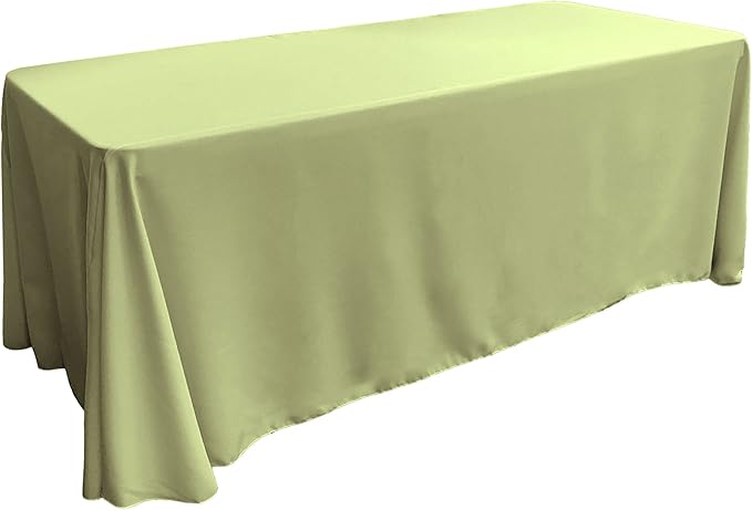 LA Linen Polyester Poplin Washable Rectangular Tablecloth, Stain and Wrinkle Resistant Table Cover 90x156, Fabric Table Cloth for Dinning, Kitchen, Party, Holiday 90 by 156-Inch, Sage