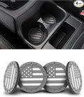 4 Pack Car Cup Coasters, Universal American Flag Non-Slip Silicone Cup Holder Inserts, Car Interior Accessories, Grey