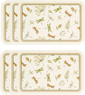 ISAENNE Dragonfly Print PVC Placemats Set of 6,Rectangular Green Placemat, Waterproof and Heat-Resistant Floral Pattern,Decoration for Kitchen,Dinning,Parties, Holiday,12"*17"