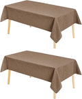 Hiasan 2 Pack Faux Linen Rectangle Tablecloth - Wrinkle and Stain Resistant Washable Table Cloth for Kitchen Dining Room Holiday Table Cover for Party Dinner, Khaki, 52 x 70 Inch