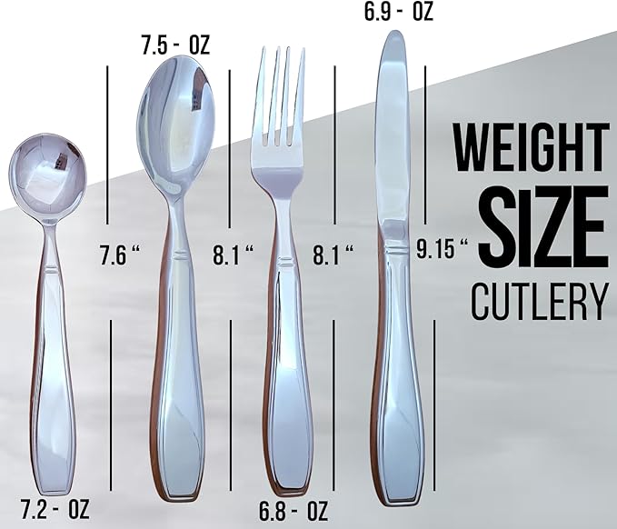Weighted silverware for hand tremors for Parkinsons, Arthritis | Heavy utensils for tremors | Weighted eating utensils | Gifts for parkinsons & Artritis.