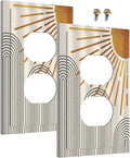 Outlet Covers Mid Century Boho Sun Beige Minimalist Abstract 1 Gang Duplex Light Switch Cover Plate Decorative Wall Plates Electrical Switchplate Receptacle for Bathroom Bedroom Decor（2 Pack）