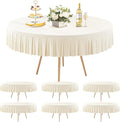 Ivory Spandex Round Tablecloths - 6 Pack, Fitted 5FT, Wrinkle Free Table Cover with Skirt for Wedding Party Dining Banquet