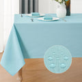 Rectangle Tablecloth Waterproof 60x84 inch Linen Textured Table Cloth Stain and Wrinkle Resistant Washable, Decorative Fabric Table Cover for Dining, Party and Camping, Aqua