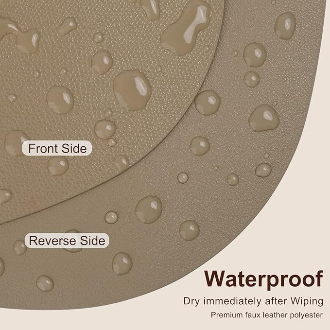 Placemats Set of 4, Faux Leather Placemats for Round Tables Set Washable Wipeable Heat-Resistant Dining Table Mat Kitchen Place Mats Modern Nordic Style Placemats(Apricot)