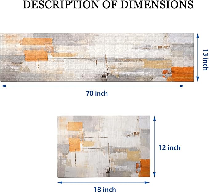 Mcalk Orange Table Runner and Placemats Set of 6, Abstract Grey Placemats, Modern Cloth Place Mats Indoor for Kitchen,Washable Linen Material for Dining Table