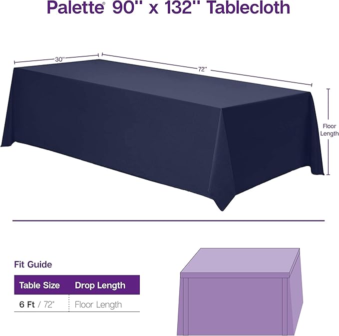 Gee Di Moda Rectangle Tablecloth - 90 x 132 Inch Fuchsia Table Cloth for 6 Foot Tables with Floor-Length Drop - Heavy Duty Washable Fabric for Holiday Party, Dinner, Weddings & Baby Shower
