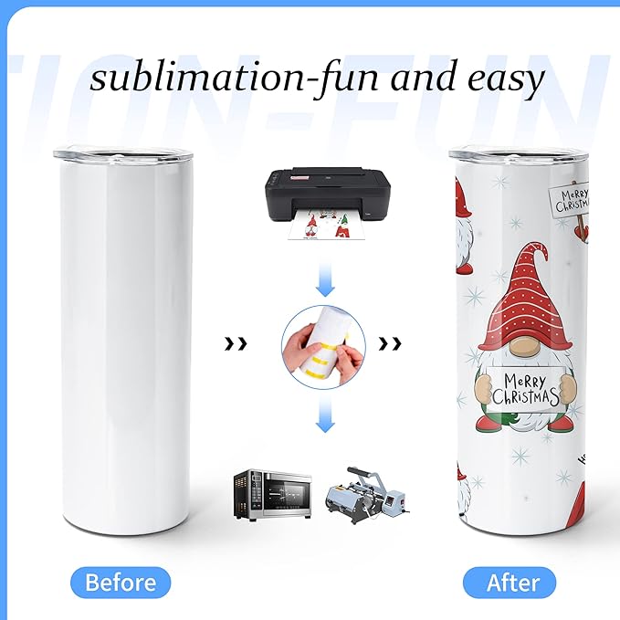AGH 10pcs 20 oz Sublimation Tumbler Flat Edge Blanks, 20oz Sublimation Tumblers Skinny Straight Cups Bulk with Colorful Lid, Individual Box, Plastic Straw For Coffee Drinks