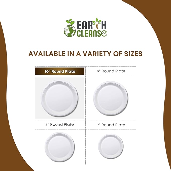 Bagasse 10-Inch Round Plates, Pack of 25