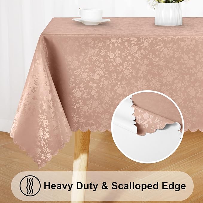 Smiry Rectangle Table Cloth, Waterproof Heavy Duty Vinyl Tablecloths, Wipeable Washable Table Cover for Kitchen and Dining Room (Tan, 54" X 78")