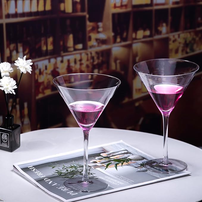Handblown Crystal Martini Glasses Set of 4-9.5 oz Coupe Glass Set with Stem - Elegant Cocktail Glasses for Bar, Margarita, Cosmopolitan, Manhattan, Gimlet - Unique Gift for Mother’s Day