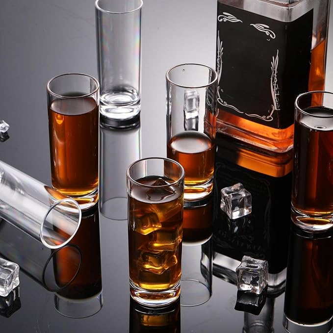 100 Pcs Shot Glasses Set 2.2 oz Mini Shot Cup Bulk, Clear Plastic Unbreakable Base Plastic Glass for Custom, Birthday Wedding Guest Gift (Tall)