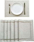 Placemats Set of 4, Set of 6 for Dining Table, Placemats with Hollow Edge Table Cloth Set, Table Mats for Dining Table 12"x18" Off-White