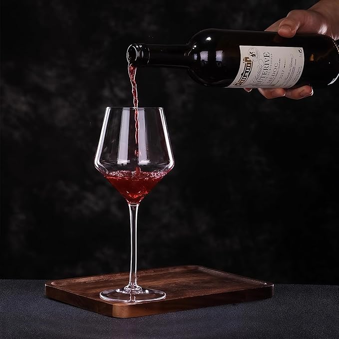 KAMMAK Wine Glasses Set of 2, 15 oz Hand Blown Crystal Bordeaux Wine Glasses, Thin Rim & Long Stem, Perfect for Red & White, Daily Use, Wedding Anniversary or Birthday Gift with Gift Box, S83BG45