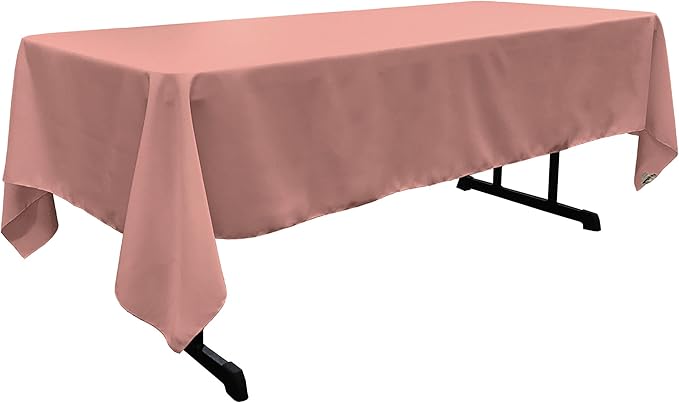 LA Linen Polyester Poplin Washable Rectangular Tablecloth, Stain and Wrinkle Resistant Table Cover 60x126, Fabric Table Cloth For Dinning, Kitchen, Party, Holiday 60 by 126-Inch, Dusty Rose