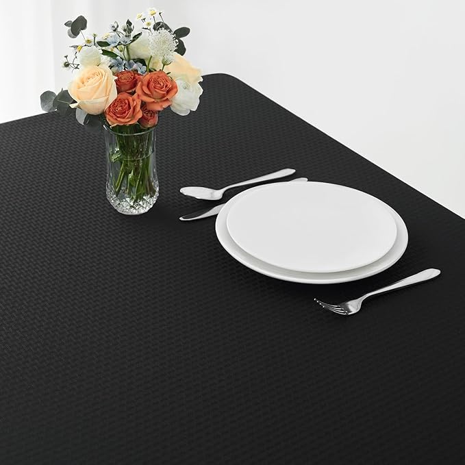 maxmill Square Tablecloth Water Resistance Antiwrinkle Spill Proof Weaved Texture Table Cloth, Decorative Fabric Table Cover for Banquet Parties Event Holiday Dinner, 70 x 70 Inch, Black