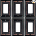 Metal Wall Plate for Electrical Outlets, Decorative Aged Bronze Switch Plates Outlet Cover, Light Switch Cover Plate, 1-Gang Wall Plates (Single Decoretor, 6 Pack)