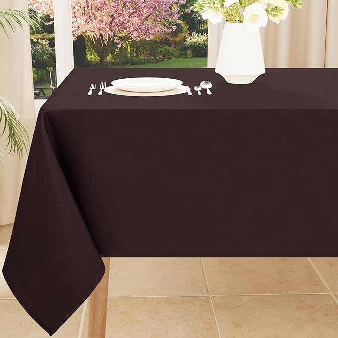 Smiry Rectangle Table Cloth, Waterproof Anti-Scratch Polyester Tablecloth, Decorative Washable Fabric Table Cover for Dining, Buffet, Parties and Outdoor, 54x108, Coffee