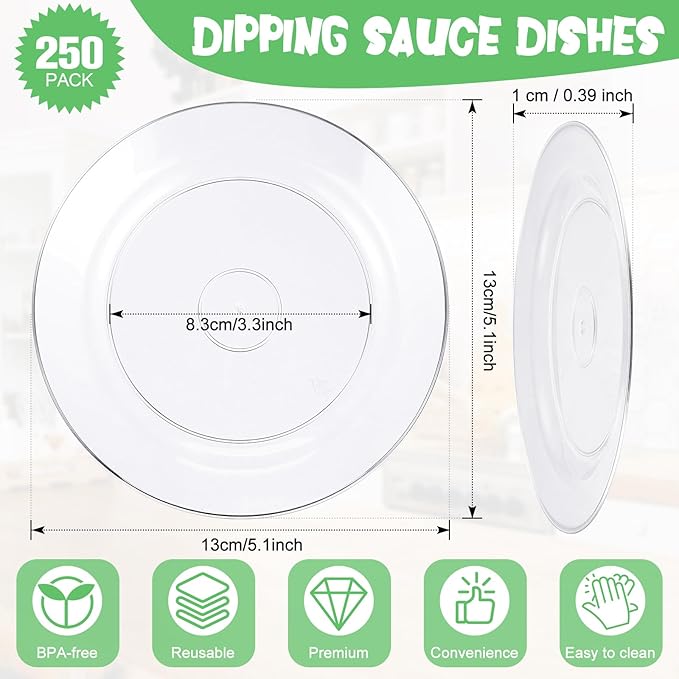 Zopeal 250 Pcs 5 Inch Plastic Dessert Plates Bulk Disposable Small Clear Appetizer Round Wedding Cake Plates Heavy Duty for Dinner Party BBQ Picnic Travel Event Birthday Supply
