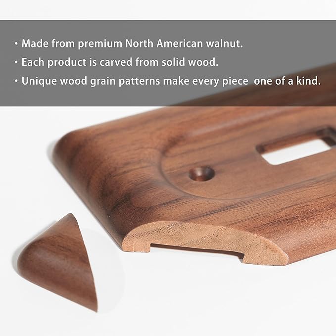 North American Walnut Switchplates and Outlet Covers Decorative Solid Wood Light Switch Cover for Stylish Décor