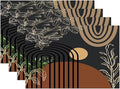 Abstract Black Mid Century Placemats Minimalist Aesthetic Modern Contemporary Artistic Washable Place Mats 12x18Inch for Dining Kitchen Farmhouse Decor 4 PCS