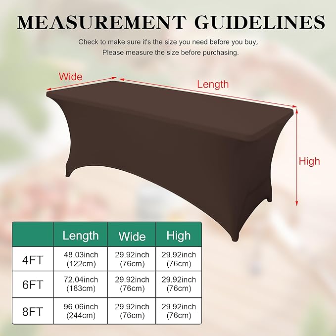 8FT Table Cloth for Rectangular Fitted Events Stretch Black Table Covers Washable Spandex Tablecloth Protector for Party, Wedding, Cocktail, Banquet, Festival