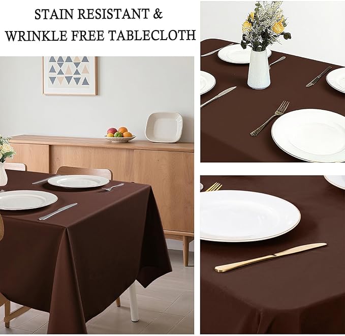 8 Pack Brown Tablecloth 60 x 102 Inch Rectangular Table Cloth for 6 Foot Rectangle Tables, Wrinkle Resistant Washable Rectangle Fabric Table Covers for Wedding Party Banquet Buffet and Camping