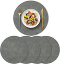 Artoid Mode Grey Faux Leather Placemats Set of 4, 15 Inch Waterproof Wipeable Heat Resistant Vinyl Place Mats, Reversible Table Mats for Winter Kitchen Dining Decor