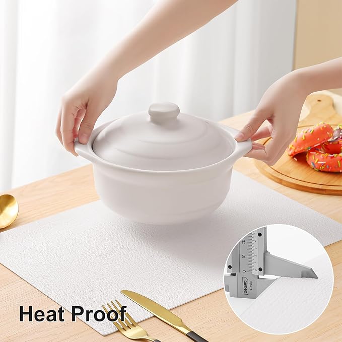 homing Faux Leather Heat Resistant Placemats 4 Packs, Waterproof Wipeable Dining PU Place Mats for Indoor & Outdoor, Easy to Clean, White